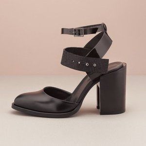 Finery London Lizette black leather high heel